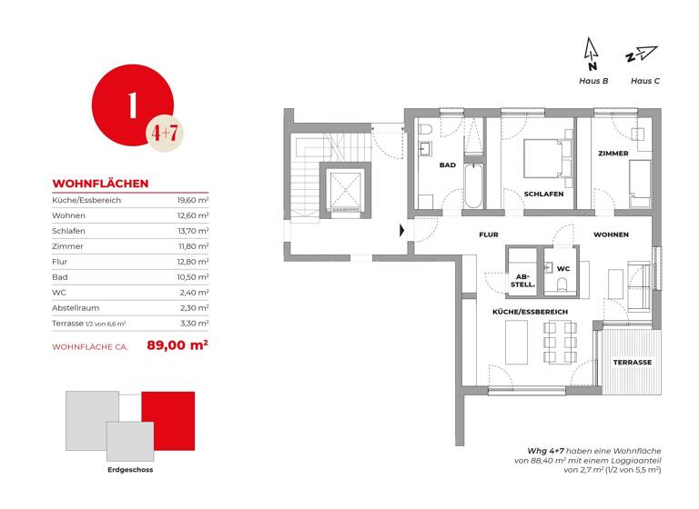 Wohnung zum Kauf 375.500 € 3 Zimmer 89 m²<br/>Wohnfläche EG<br/>Geschoss Drehergasse Dörzbach Dörzbach 74677