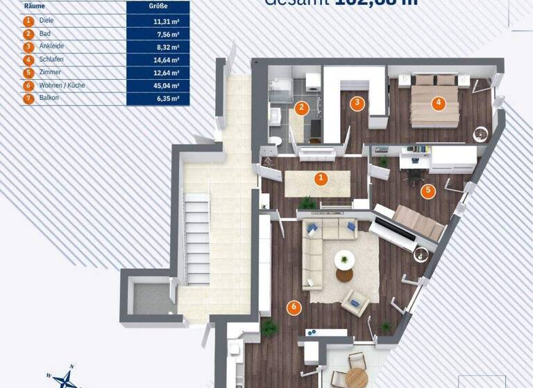 Wohnung zum Kauf provisionsfrei 482.596 € 3 Zimmer 102,7 m² 1. Geschoss Buckau Magdeburg / Buckau 39104