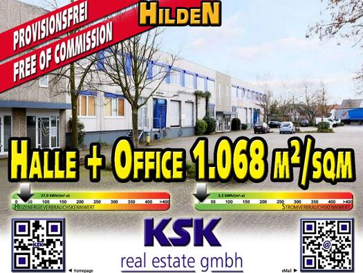 Logistikzentrum zur Miete provisionsfrei 1.068 m² Lagerfläche Hilden 40721