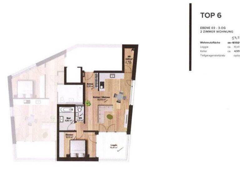 Wohnung zur Miete 1.185 € 2 Zimmer 3. Geschoss Igls 6080