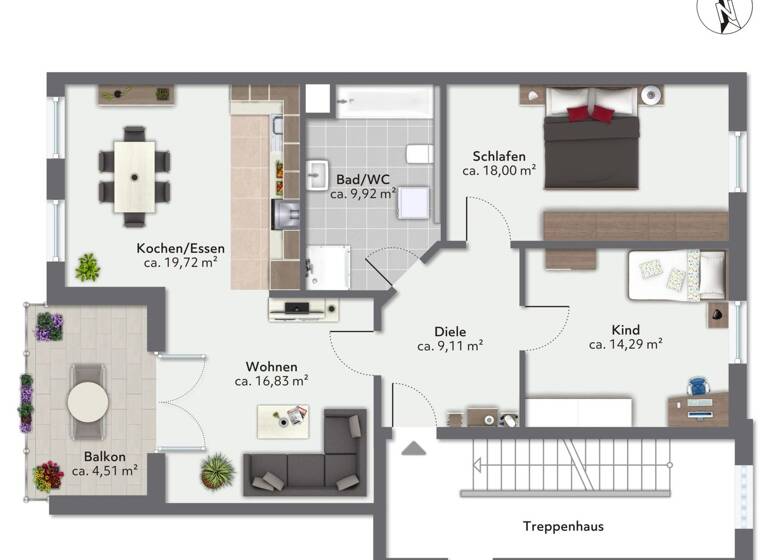 Wohnung zum Kauf 355.000 € 3 Zimmer 89,8 m² 1. Geschoss Mühldorf Mühldorf am Inn 84453