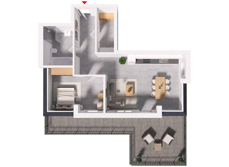 Penthouse zur Miete - Erstbezug 1.230 € 2 Zimmer 80,5 m² 2. Geschoss frei ab 01.04.2026 Mühlengrund 3A Wersen Lotte 49504