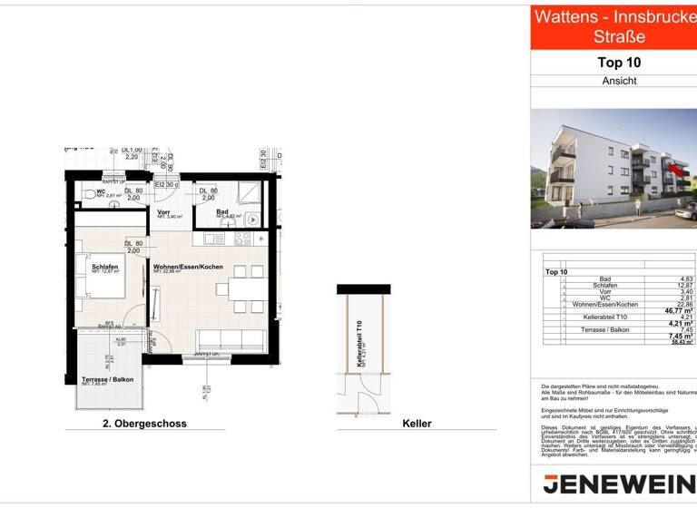 Wohnung zum Kauf - Erstbezug 2 Zimmer 46,8 m² 2. Geschoss Wattens 6112