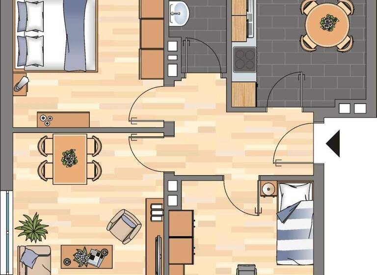 Wohnung zur Miete 479 € 3 Zimmer 64,2 m² EG Ernst-Moritz-Arndt-Straße 11 Bant Wilhelmshaven 26389