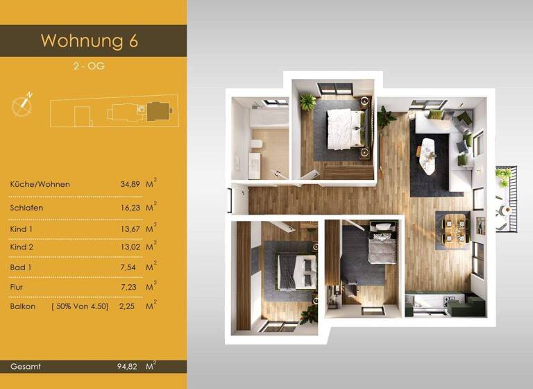 Wohnung zum Kauf provisionsfrei 597.366 € 4 Zimmer 94,8 m² 2. Geschoss Unterliederbach Frankfurt am Main / Unterliederbach 65929