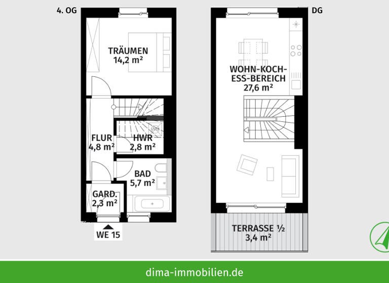 Maisonette zum Kauf - Neubau 325.000 € 2 Zimmer 60,8 m²<br/>Wohnfläche 5.<br/>Geschoss Altranstädter Str. 22 Kleinzschocher Leipzig 04229