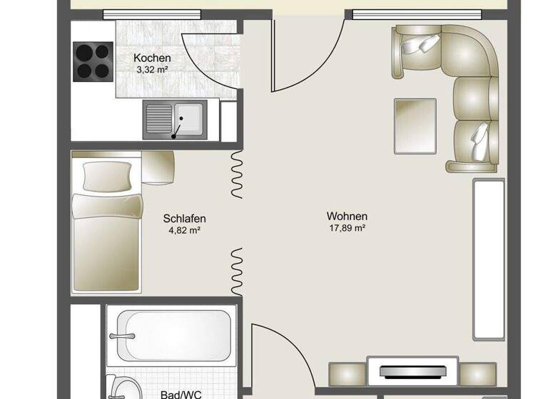 Studio zur Miete 800 € 1 Zimmer 40 m² 16. Geschoss frei ab 01.04.2026 Herrenbach Augsburg 86161