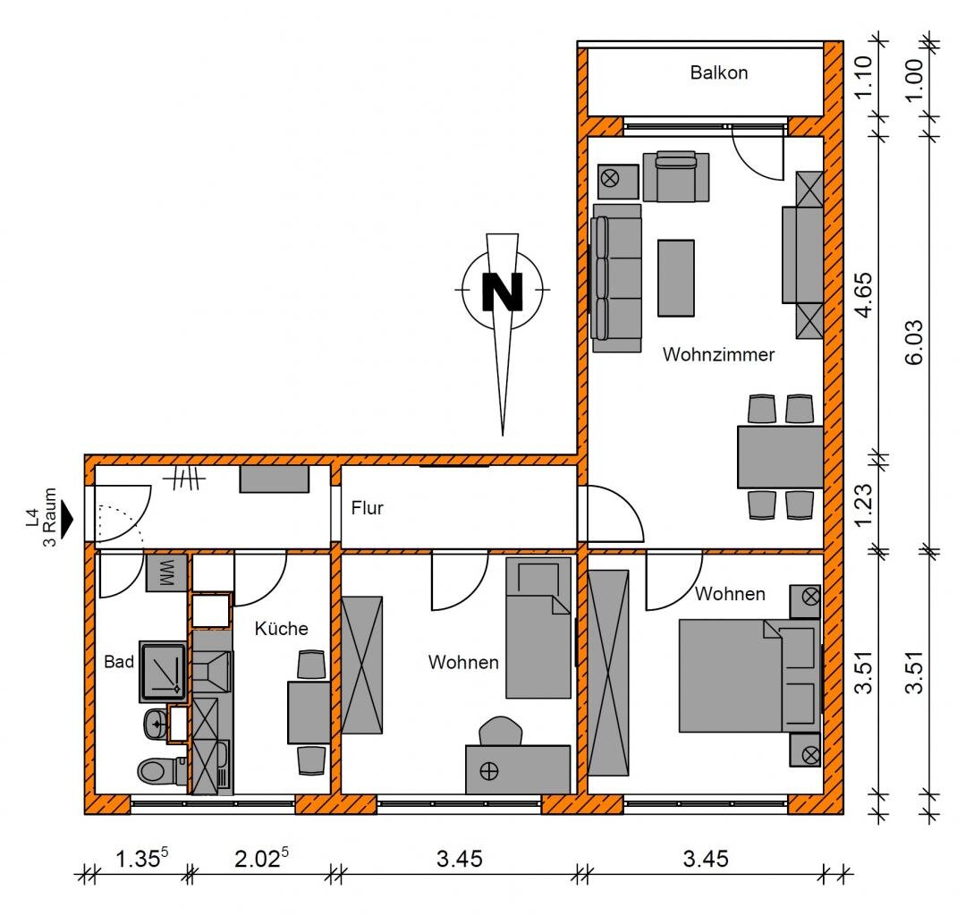 Wohnung zur Miete 362 € 3 Zimmer 64,7 m²<br/>Wohnfläche 7.<br/>Geschoss Willi-Bredel-Straße 23 Schilfbreite Magdeburg 39120