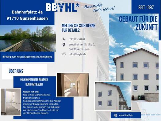 Wohnung zum Kauf - Erstbezug provisionsfrei 429.000 € 3 Zimmer 91,4 m² EG Bahnhofsplatz 4a Unterwurmbach Gunzenhausen 91710