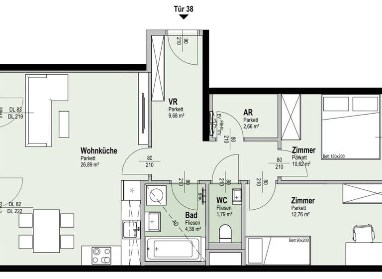 Terrassenwohnung zum Kauf - Erstbezug 527.300 € 3 Zimmer 68,8 m² 4. Geschoss Fahrbachgasse 6 Wien 1210