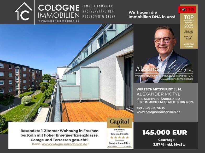 Wohnung zum Kauf 145.000 € 1 Zimmer 33 m² 2. Geschoss Frechen Frechen 50226