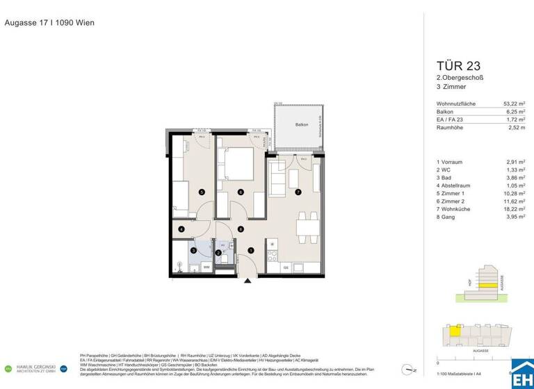 Wohnung zum Kauf - Erstbezug 509.000 € 3 Zimmer 53,2 m² 2. Geschoss Augasse Wien 1090