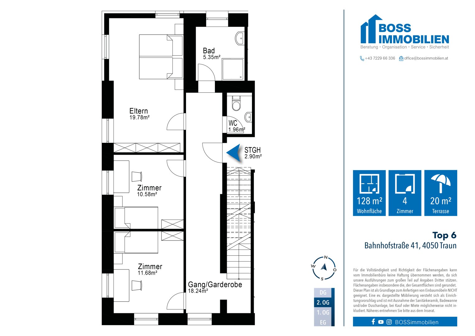 Wohnung zum Kauf 447.000 € 4 Zimmer 127,9 m²<br/>Wohnfläche 2.<br/>Geschoss Bahnhofstraße 41 Traun 4050