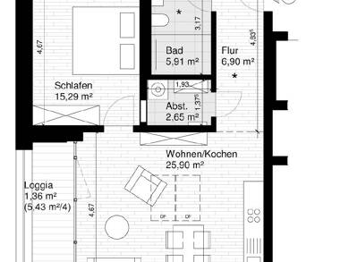 Wohnung zur Miete 615 € 2 Zimmer 54 m² Horb Horb am Neckar 72160