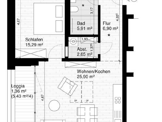 Wohnung zur Miete 615 € 2 Zimmer 54 m² Horb Horb am Neckar 72160