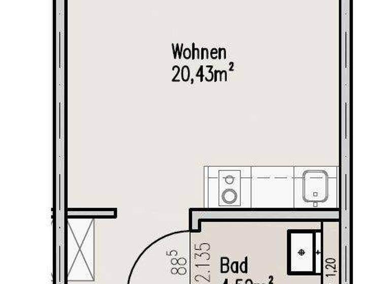 Studio zur Miete 440 € 1 Zimmer 25 m² 1. Geschoss Merianstraße 8 Gellershagen Bielefeld 33615