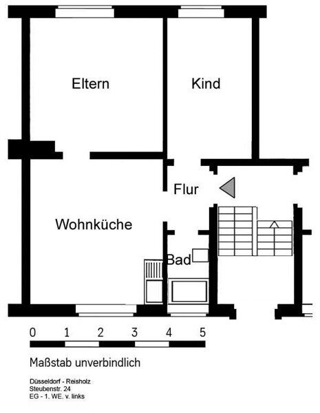 Wohnung zur Miete 585 € 2 Zimmer 44,2 m²<br/>Wohnfläche 01.04.2025<br/>Verfügbarkeit Steubenstr. 24 Reisholz Düsseldorf 40599