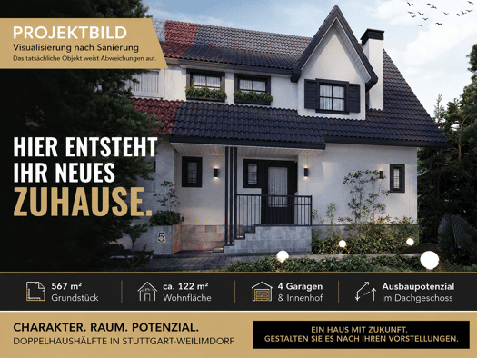 Doppelhaushälfte zum Kauf 650.000 € 5 Zimmer 122 m² 567 m² Grundstück frei ab sofort Weilimdorf Stuttgart 70499