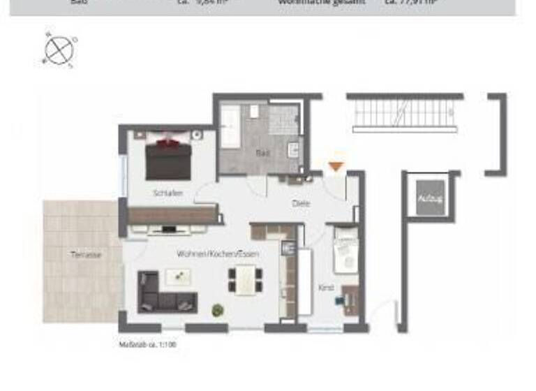Wohnung zum Kauf provisionsfrei 304.200 € 3,5 Zimmer 77,9 m²<br/>Wohnfläche Ortsbereich Hohentengen 88367