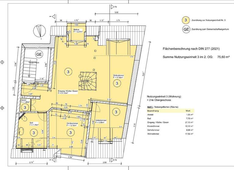 Wohnung zum Kauf 195.000 € 3 Zimmer 66,7 m² 2. Geschoss frei ab sofort Nordhausen 99734