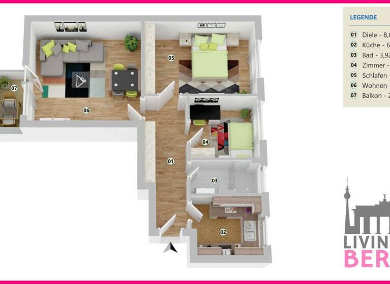 Wohnung zum Kauf 299.000 € 3 Zimmer 61,8 m² 3. Geschoss Lankwitz Berlin 12247