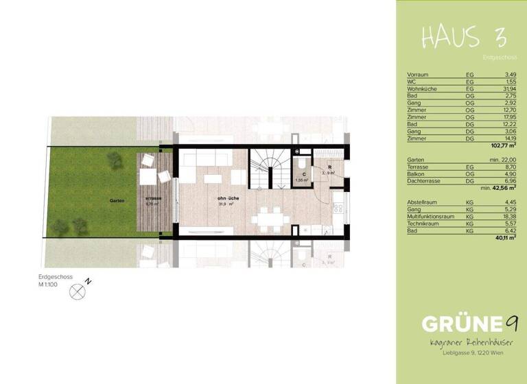 Reihenmittelhaus zum Kauf 580.000 € 4 Zimmer 103 m² Silenegasse 37 Wien 1220