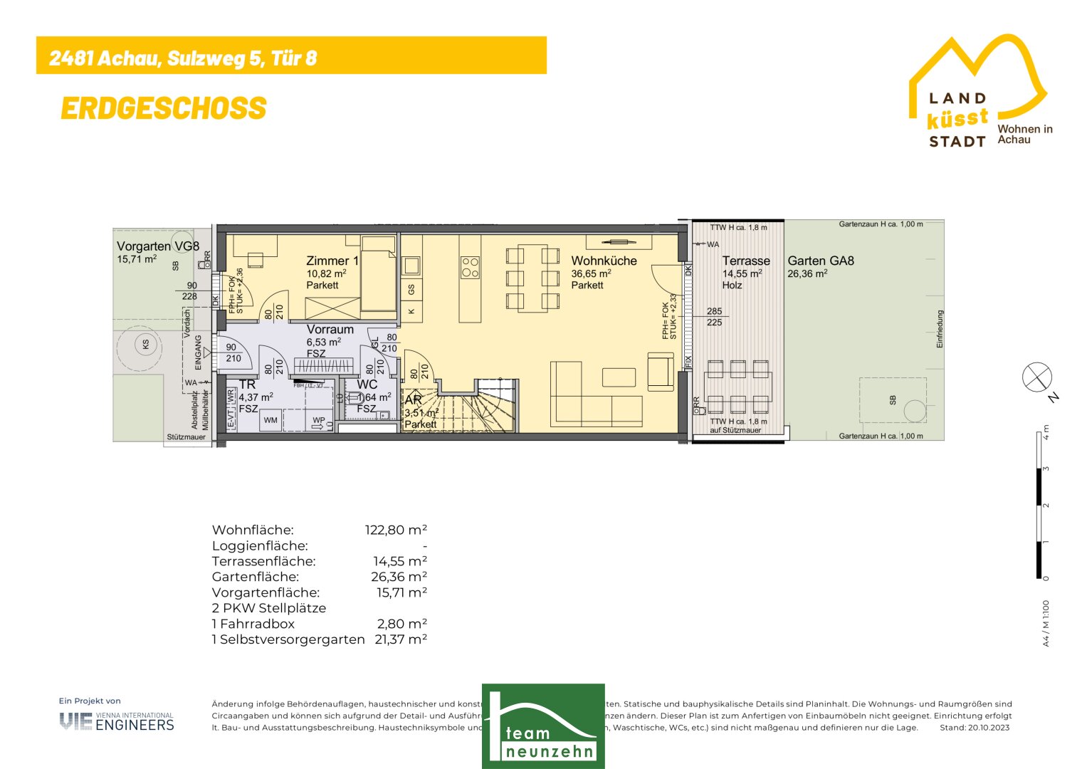 Reihenmittelhaus zum Kauf 559.006 € 5 Zimmer 122,5 m²<br/>Wohnfläche Sulzweg 5 Achau 2481