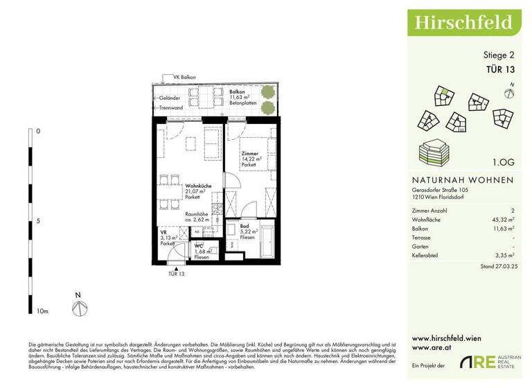 Wohnung zum Kauf - Erstbezug 275.000 € 2 Zimmer 45,3 m² 1. Geschoss Wien 1210