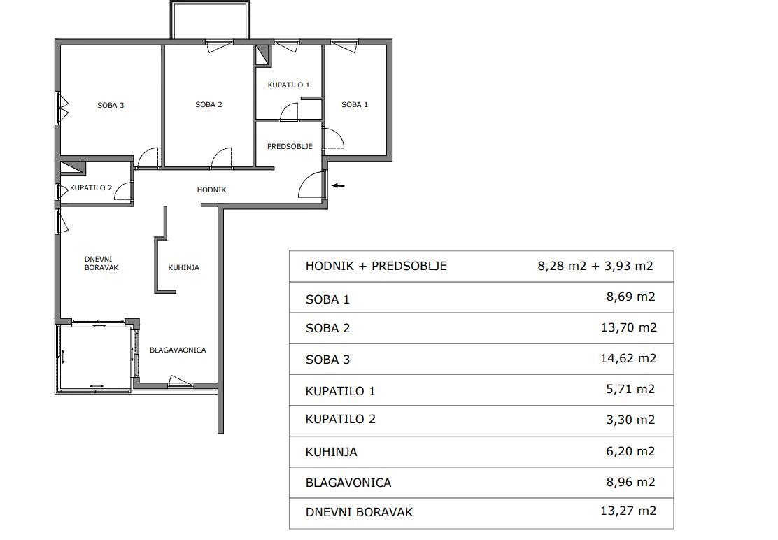 Wohnung zum Kauf 488.088 € 3 Zimmer 92 m²<br/>Wohnfläche 7.<br/>Geschoss Ravne njive