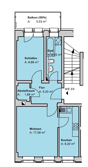 Wohnung zum Kauf 154.500 € 2 Zimmer 50,8 m²<br/>Wohnfläche 1.<br/>Geschoss Bürgerstraße 25 Leipziger Vorstadt (Moritzburger Str.) Dresden 01127