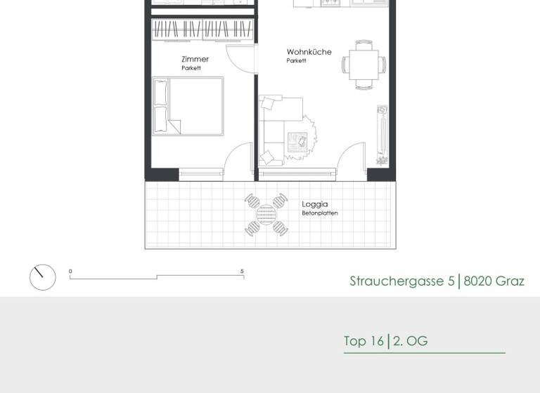Wohnung zur Miete 557 € 2 Zimmer 52,5 m² 2. Geschoss Strauchergasse 5 Lend Graz 8020
