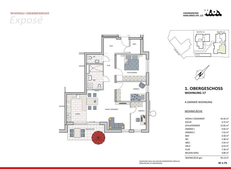Wohnung zum Kauf - Erstbezug provisionsfrei 555.900 € 4 Zimmer 95,1 m² Hans-Krieg-Straße 1/2 Vaihingen an der Enz 71665