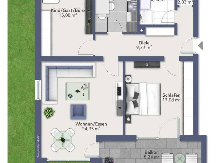 Wohnung zum Kauf 378.000 € 3 Zimmer 85,3 m² EG Max-Reger-Straße 8 West Landshut 84034