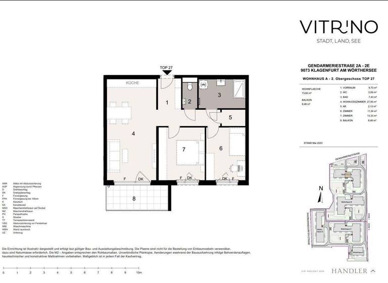 Wohnung zur Miete - Erstbezug 1.152 € 3 Zimmer 72,1 m² St. Peter Klagenfurt,13.Bez.:Viktring 9020
