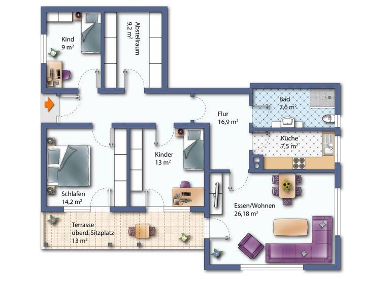 Terrassenwohnung zur Miete 1.010 € 4 Zimmer 91 m² frei ab 01.07.2026 Stein Neuenstadt 74196