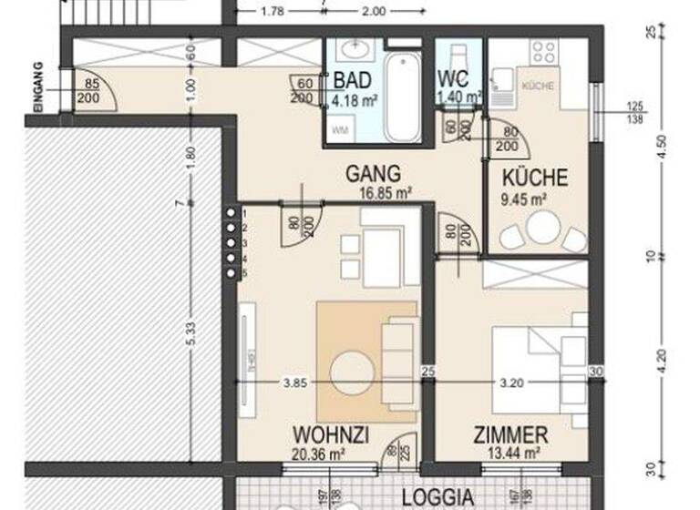 Wohnung zur Miete 649 € 2 Zimmer 78 m² 2. Geschoss Dr. Gschmeidler Strasse 41-45 Krems an der Donau Krems 3500