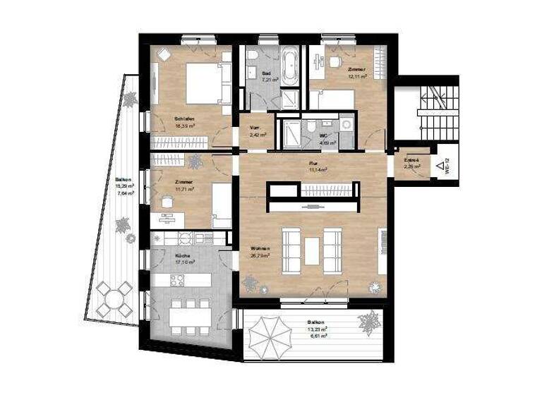 Wohnung zur Miete 1.325 € 4 Zimmer 126,1 m² 2. Geschoss frei ab sofort Große Brauhausstraße 17 Altstadt Halle (Saale) 06108