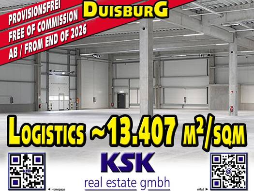 Logistikzentrum zur Miete provisionsfrei 13.407 m² Lagerfläche teilbar von 1.243 m² bis 13.407 m² Alt-Homberg Duisburg 47198