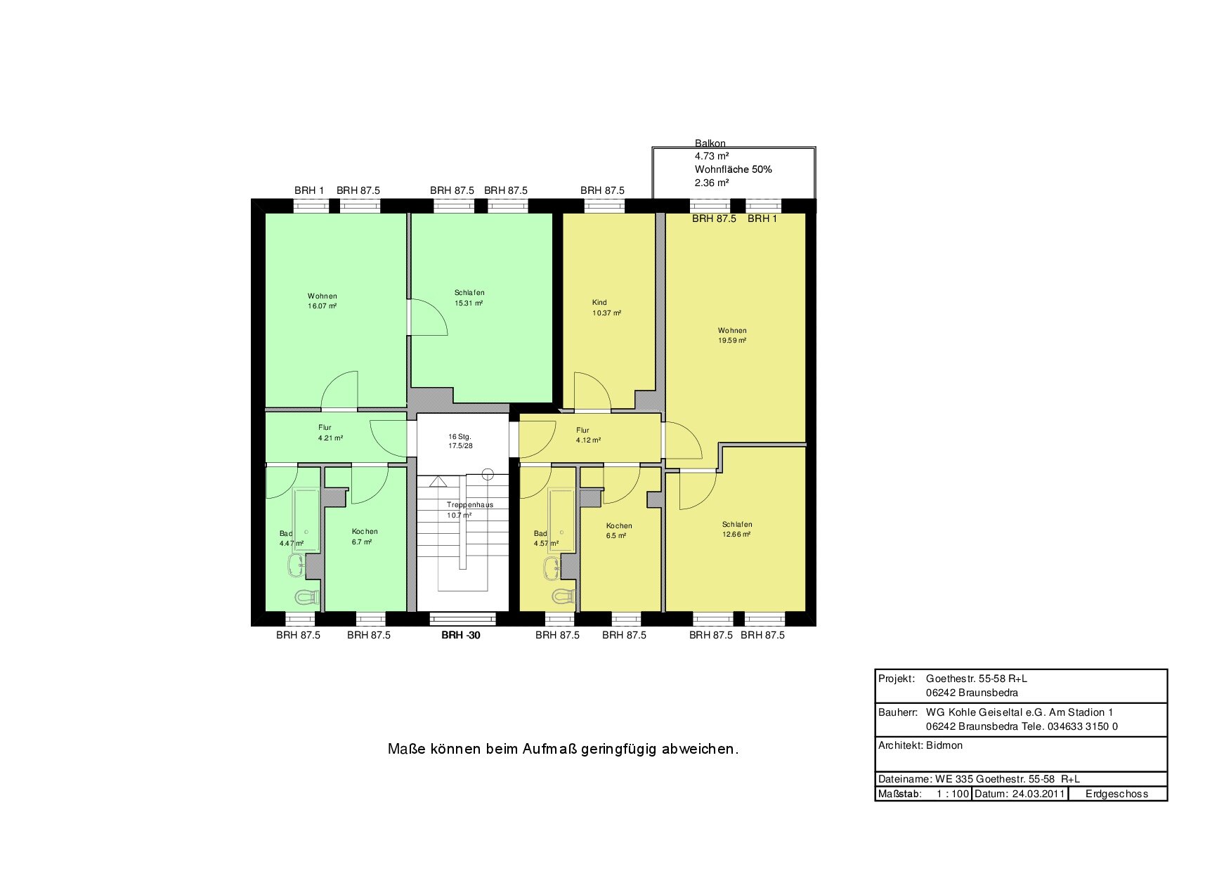 Wohnung zur Miete 306 € 2 Zimmer 47 m²<br/>Wohnfläche 1.<br/>Geschoss Goethestr. 56 Braunsbedra Braunsbedra 06242