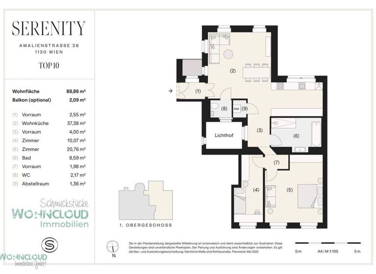 Wohnung zum Kauf - Erstbezug 595.000 € 3 Zimmer 88,9 m² 2. Geschoss Wien,Hietzing 1130