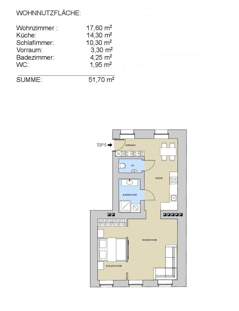 Wohnung zum Kauf 238.900 € 2 Zimmer 52 m²<br/>Wohnfläche 1.<br/>Geschoss Wien 1090