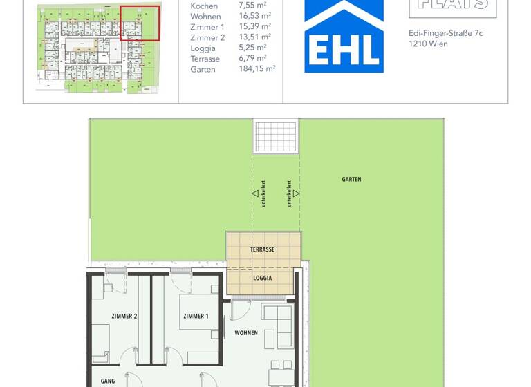 Wohnung zum Kauf 474.568 € 3 Zimmer 72,3 m² EG Edi-Finger-Straße Wien 1210