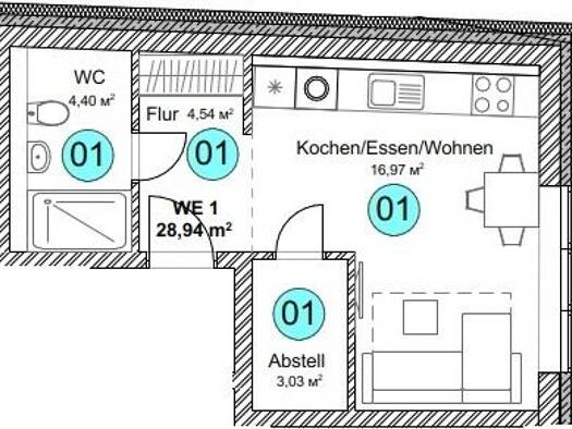 Wohnung zum Kauf provisionsfrei 116.000 € 1 Zimmer 28,9 m² EG frei ab 01.12.2026 Pfullendorf Pfullendorf 88630