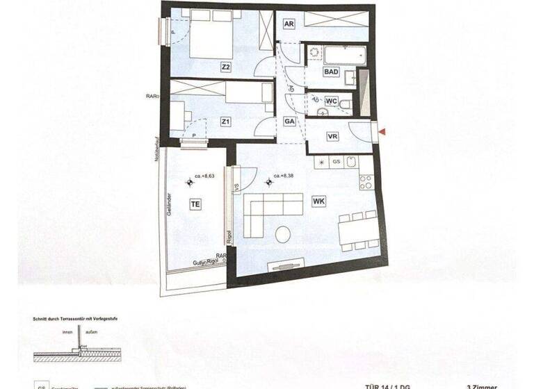 Terrassenwohnung zum Kauf - Erstbezug 315.000 € 3 Zimmer 69 m² Kolletschkagasse Wien 1220