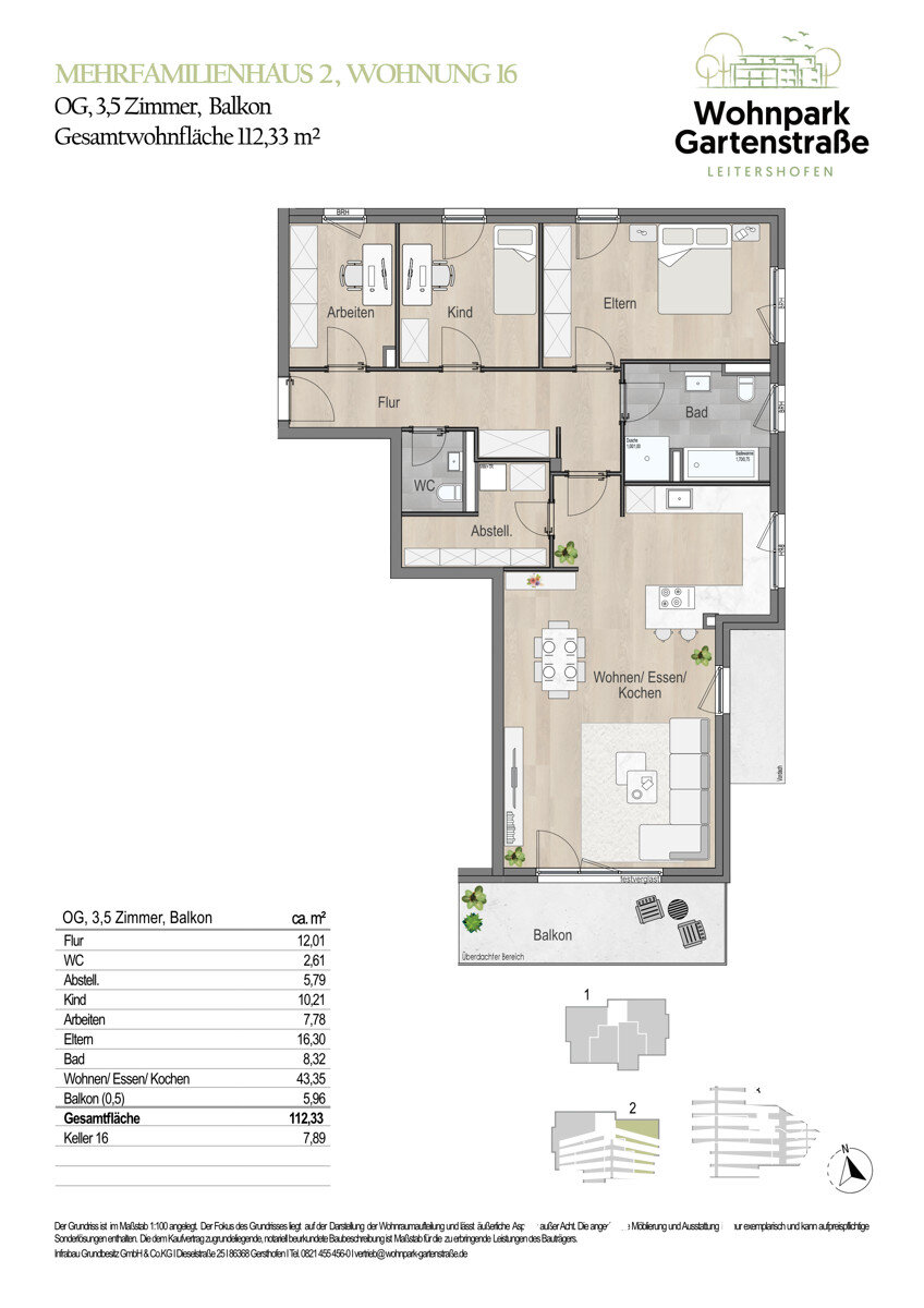 Wohnung zum Kauf 769.900 € 3,5 Zimmer 112,3 m²<br/>Wohnfläche 1.<br/>Geschoss Leitershofen Stadtbergen / Leitershofen 86391