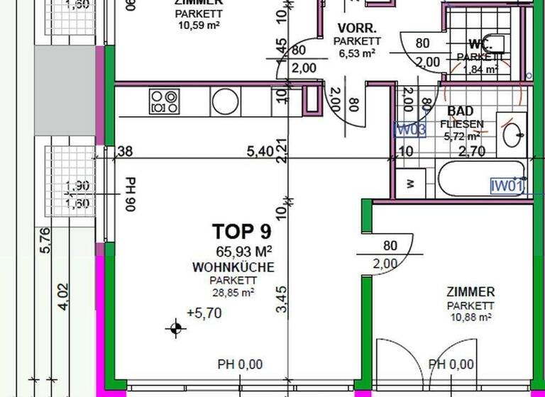 Wohnung zur Miete - Erstbezug 1.813 € 3 Zimmer 65,9 m² 2. Geschoss Heiligenstädter Straße 395a Wien 1190