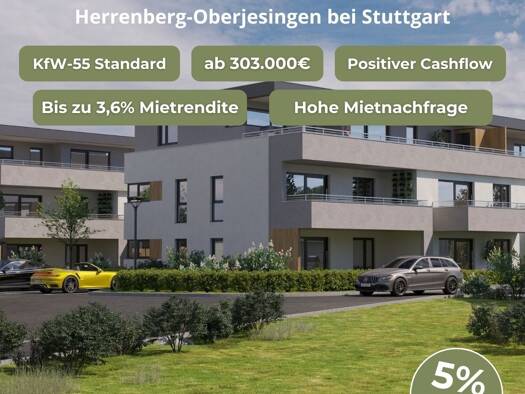 Wohnung zum Kauf - Neubau provisionsfrei 455.000 € 3 Zimmer 86,1 m² 1. Geschoss Wasenweg 3-5 Oberjesingen Herrenberg 71083