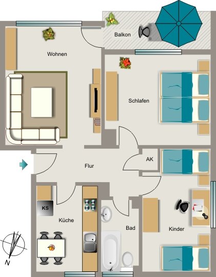 Wohnung zur Miete 388 € 3,5 Zimmer 68 m²<br/>Wohnfläche 2.<br/>Geschoss 01.03.2025<br/>Verfügbarkeit Cäcilienstraße 41 Resse Gelsenkirchen 45892