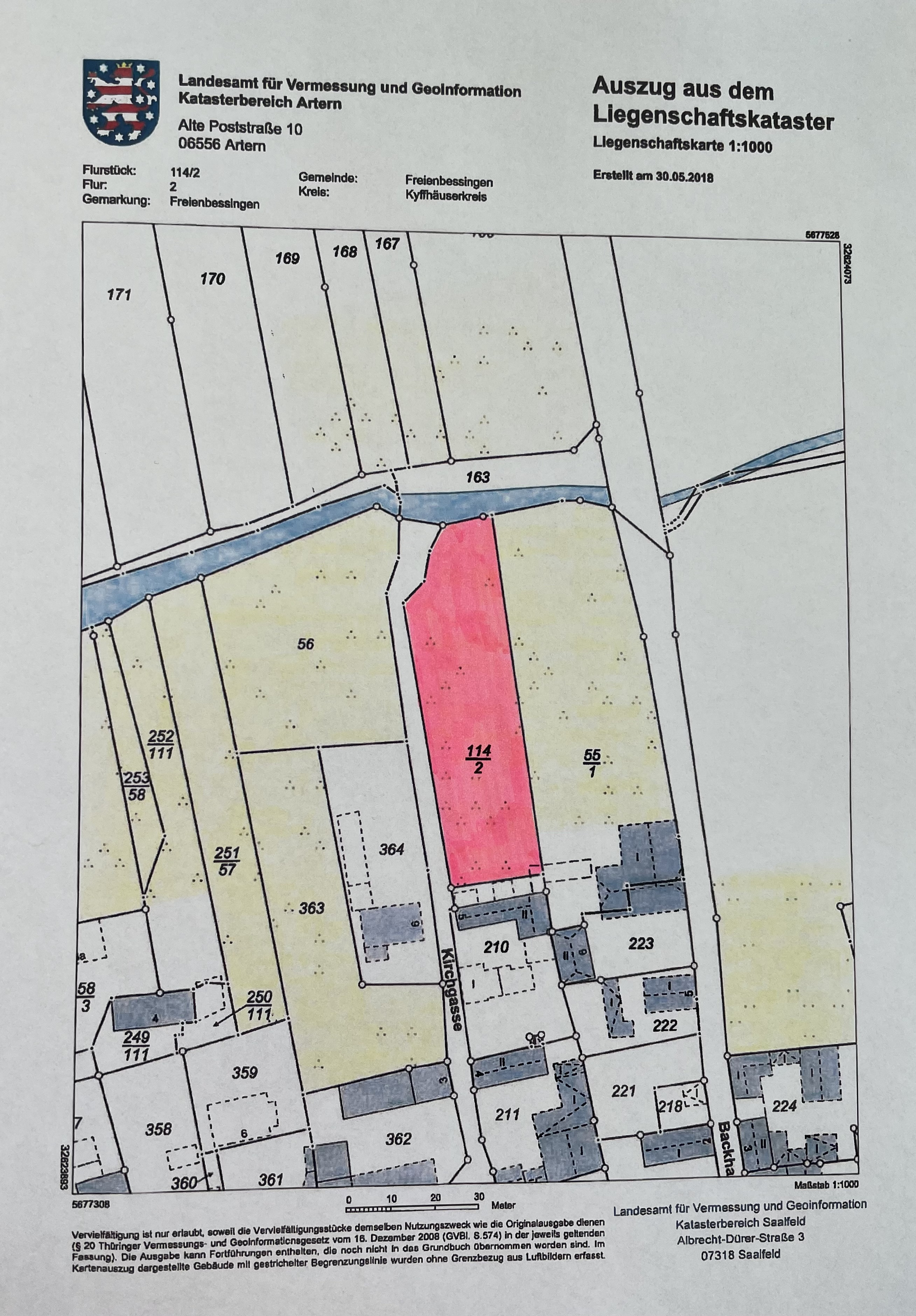 Landwirtschaftliche Fläche zum Kauf 2.600 € 1.798 m²<br/>Fläche Freienbessingen 99713