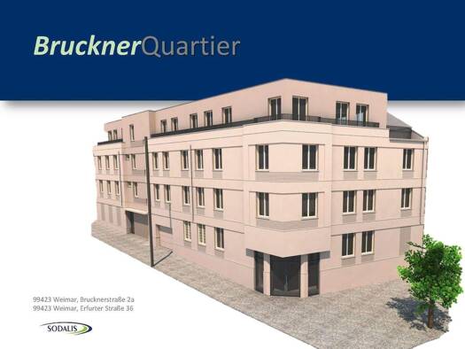 Wohnung zur Miete 809 € 2 Zimmer 47,9 m² 1. Geschoss frei ab 01.04.2026 Brucknerstraße 2a Westvorstadt Weimar 99423